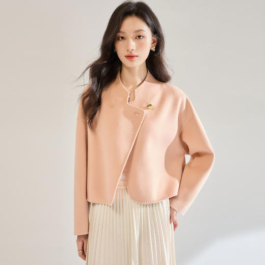 「高货sh」全新升级【铂金会员588/天猫799/差价211】(10835)洛诗琳斜襟新中式立领羊毛外套2025秋冬优雅气质毛呢外套 商品图4