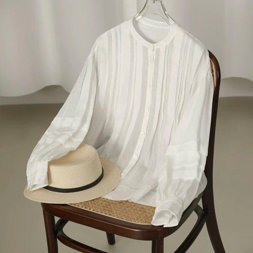 【超模君限定！少量库存】BC同款醋酸面料 SUSX重工风琴压褶醋酸衬衫C1225065（下单3-7天发货） 商品图1