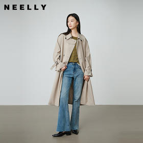 NEELLY纳俪商场同款秋季新款法式复古长款风衣女宽松休闲通勤外套N25084F06619