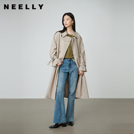 NEELLY纳俪商场同款秋季新款法式复古长款风衣女宽松休闲通勤外套N25084F06619 商品图0