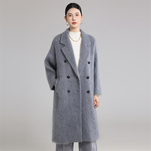 【清河羊毛羊绒专场/拉毛系列】鹿展701 女士长款羊绒拉绒大衣 100%羊毛 商品图4