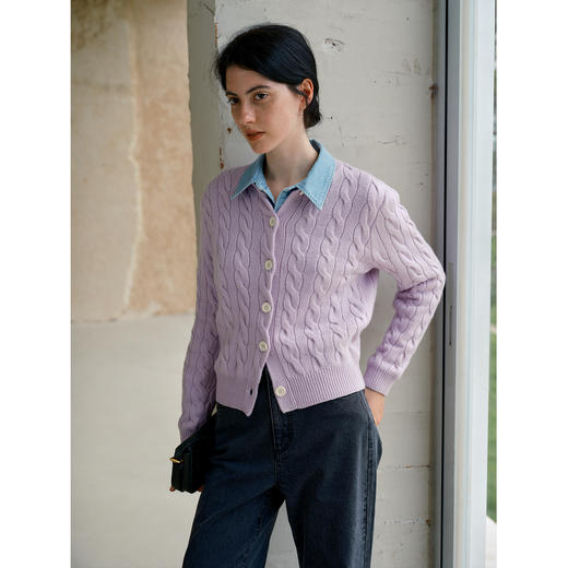 HeyDress羊毛编织麻花针织开衫 商品图3