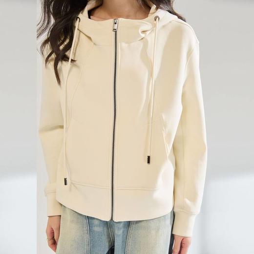 25秋季新款丝滑软弹挺阔有型连帽拉链开衫宽松卫衣短外套女22652 商品图4