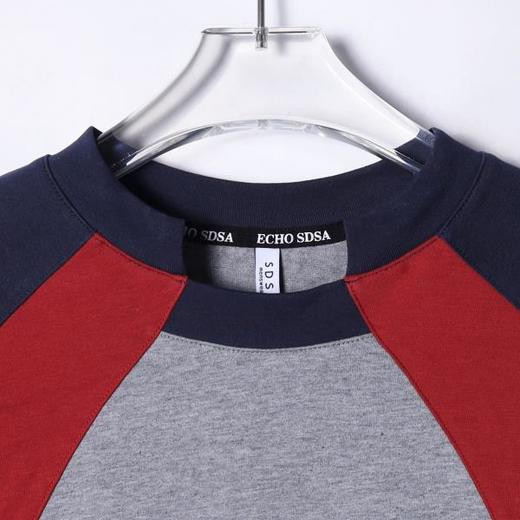 WY1082SDSA男士秋冬新款痞帅男装潮牌拼色不规则领口设计长袖卫衣宽松潮 商品图2