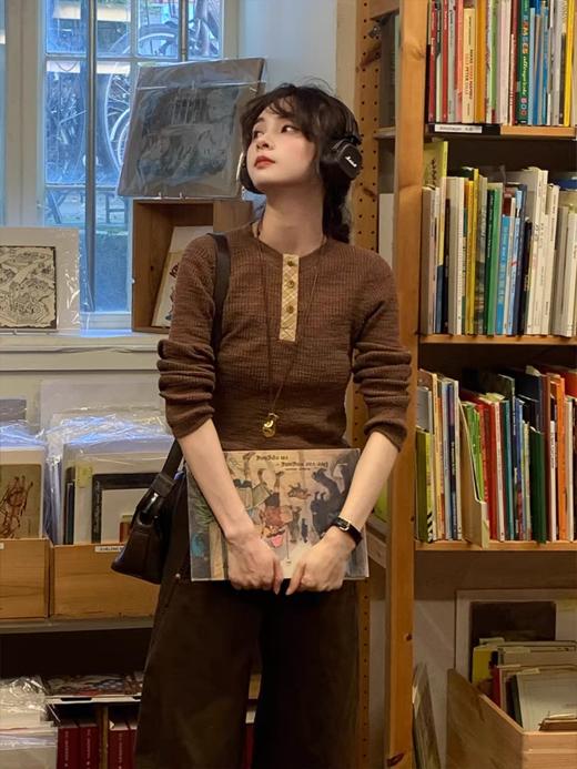 浮生八记/25C143/“剑桥图书馆”英式复古针织打底衫 商品图0