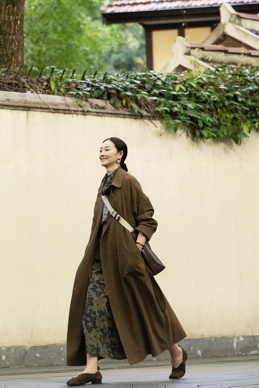 牧衣游原创 斑驳炒色丝棉混纺风衣原生质朴肌理感宽松长外套 浣浣 商品图5