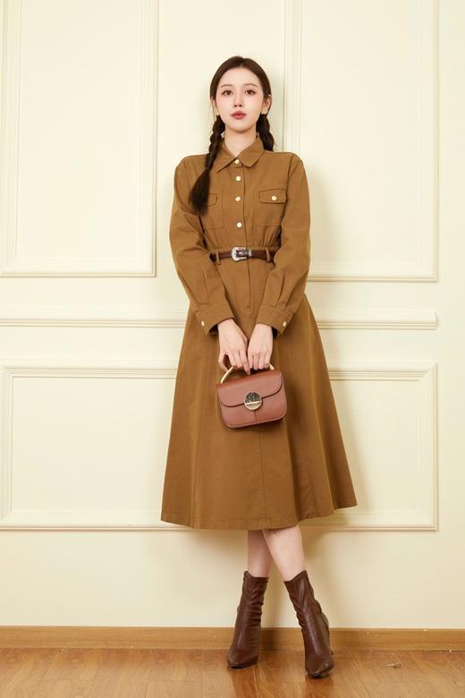 Le Malene 法式咖色简约连衣裙 18642 商品图1