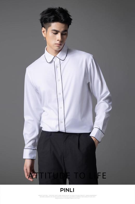 PINLI品立春季新款男士商务休闲长袖衬衫明线简约百搭衬衣潮GD253113064 商品图6