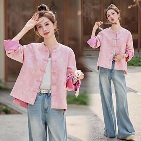 新中式提花料春装新款复古年轻款洋气显瘦上衣SYY2715