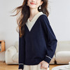 CC 66-6038海军领上衣轻奢高级感针织衫洋气撞色毛衣 商品缩略图2