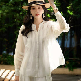 【超模君限定！少量库存】BC同款醋酸面料 SUSX重工风琴压褶醋酸衬衫C1225065（下单3-7天发货）