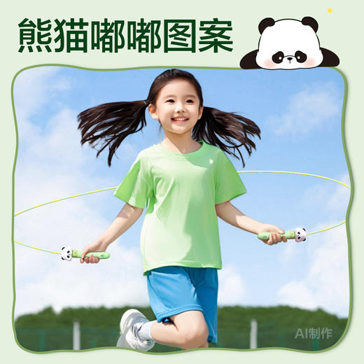 得力安格耐特XM331熊猫竹节跳绳 可调节不计数运动学生初学者跳绳 商品图1