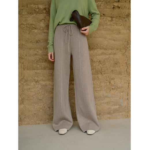 HeyDress针织羊毛直筒长裤 商品图0