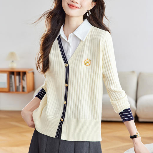 CC 66-6039假两件洋气上衣显瘦减龄拼接毛衣 商品图1