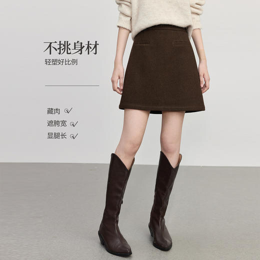 【09/17新品】熙世界【灰色千金裙】毛呢包臀短裙子女2025秋冬款通勤a字半身裙 商品图4