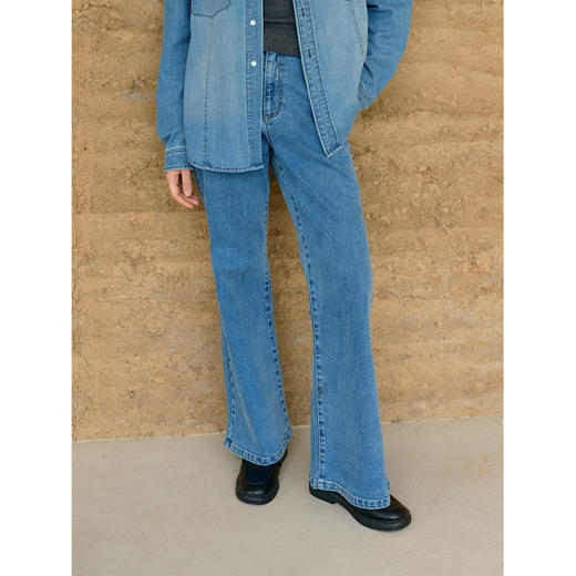 HeyDress高腰修身微喇牛仔裤 商品图0