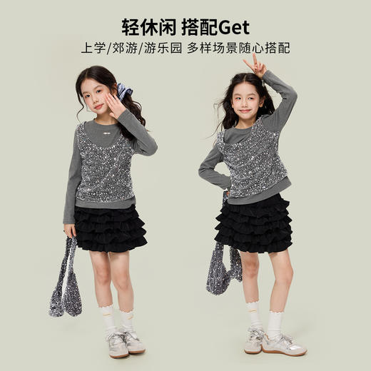 重工亮片假两件T恤 商品图3