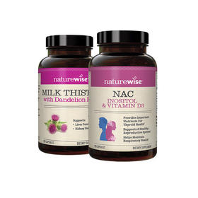 护肝两件套 ｜NAC肌醇复合胶囊120粒+乳蓟奶蓟草胶囊60粒 Naturewise牌 脂肪肝 酒精肝