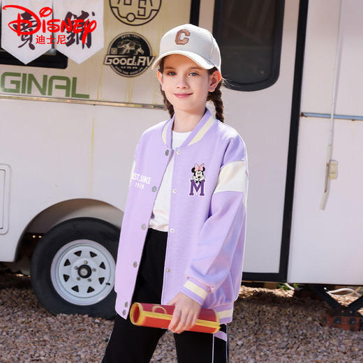 迪士尼女童外套2025新款春季洋气时髦儿童棒球服春秋小女孩春装潮 商品图6