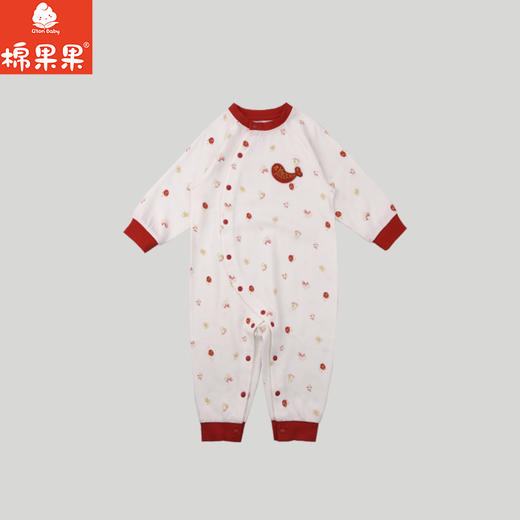 棉果果冬季新品莫代尔牛奶纤维59-80码柔软顺滑新年爬衣偏襟连体衣M501720425653 商品图1