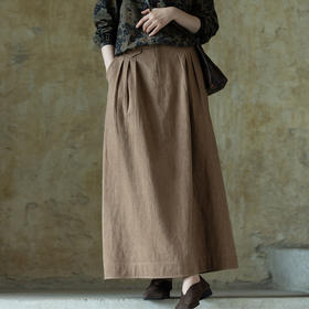 牧衣游原创 棉麻炒色半身裙新款原生质朴百搭显瘦宽松A字裙 惦善