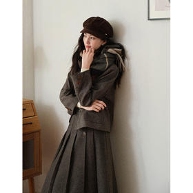 鹿向南2025秋冬高级感藜麦灰正肩西装外套女宽松休闲别致洋气西服