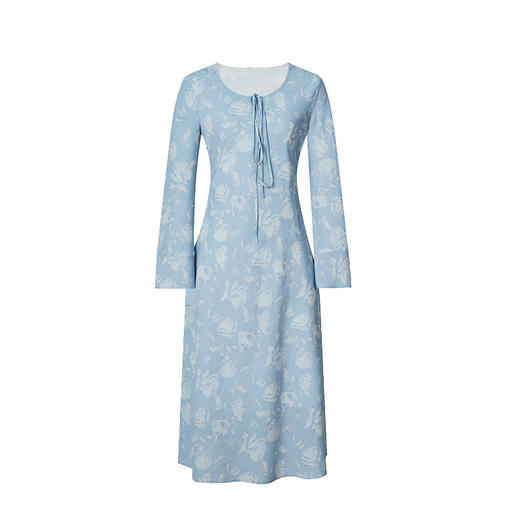 HeyDress印花斜裁剪圆领飘带连衣裙 商品图4