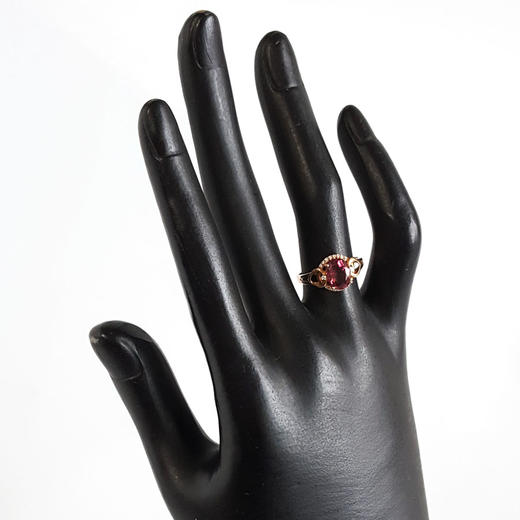 【天然正品】AU750玫瑰金镶钻镶天然紫红色碧玺（招财、平安）戒指110925NJM23 现售价：2380 商品图8