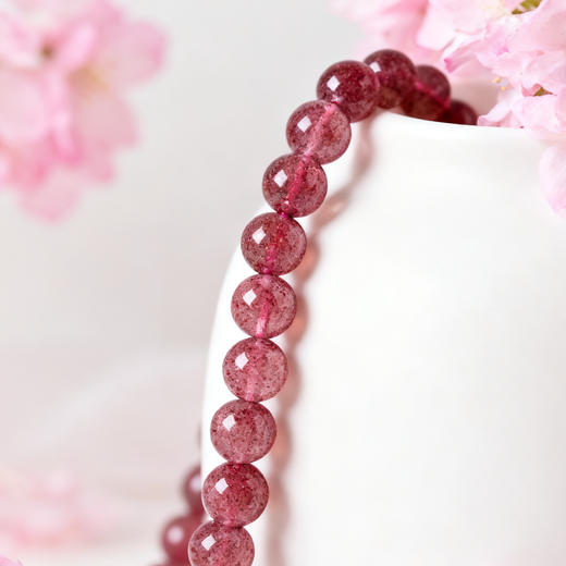 草莓晶收藏级绯红款手串 自然剔透 颗颗精选 商品图2