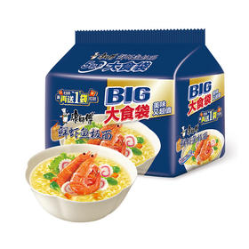 康师傅大食袋鲜虾鱼板面 139g*1袋/5袋