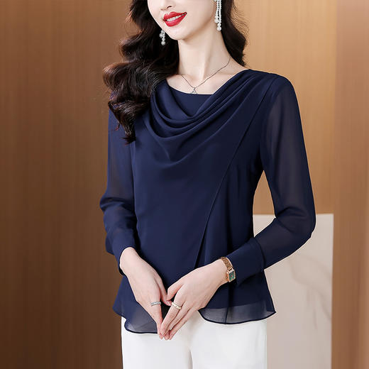 KQL A48N50072雪纺衫长袖上衣上衣套头小衫 商品图2