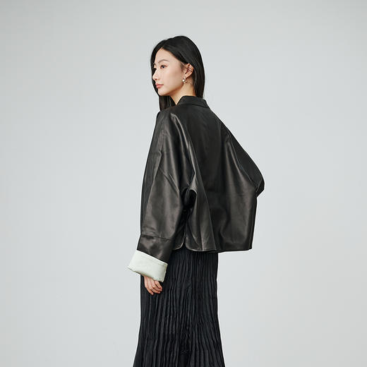 NEELLY纳俪商场同款秋季新款新中式休闲皮衣外套女优雅通勤上衣N25084C06618 商品图1