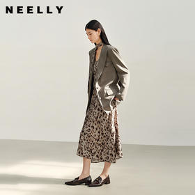 NEELLY纳俪商场同款秋新款复古豹纹潮流吊带连衣裙女个性百搭长裙N25082Y01105
