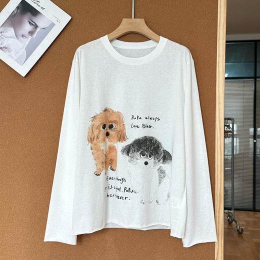 ICE小狗插画图案长袖T恤091607 商品图9