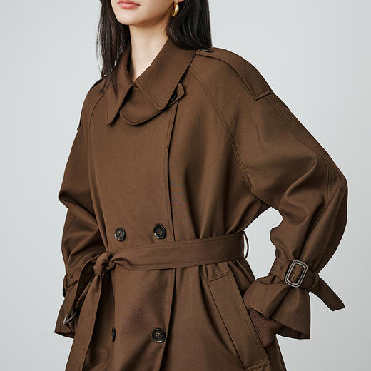 NEELLY纳俪商场同款秋季新款法式复古长款风衣女宽松休闲通勤外套N25084F06619 商品图2