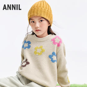 女童圆领长袖针织衫冬季新款安奈儿童装EG544650