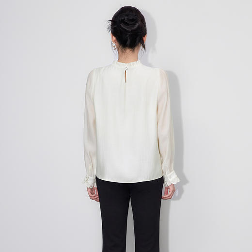 「高货wl」全新升级【铂金会员247/天猫329/差价82】(95102)洛诗琳法式重工钉珠衬衫2025秋季木耳边气质雪纺上衣女 商品图1