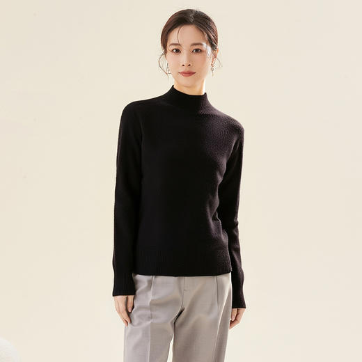 【100绵羊毛】罗蒙秋冬百搭时尚保暖羊毛衫半高领打底衫毛衣上衣女 商品图2