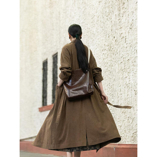 牧衣游原创 斑驳炒色丝棉混纺风衣原生质朴肌理感宽松长外套 浣浣 商品图3