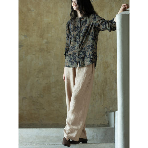 牧衣游原创 汉麻净色裤子女秋季新款原生质朴宽松百搭休闲裤 今韵 商品图2