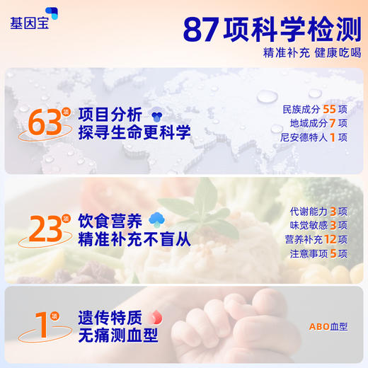 基因宝dna基因检测祖源遗传血型酒量营养代谢食物不耐受过敏风险 商品图1