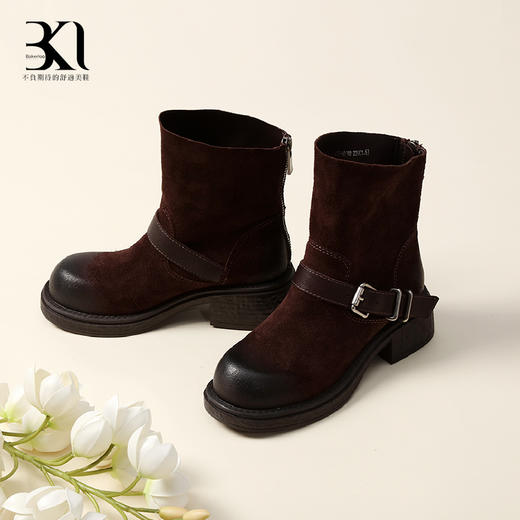 BAKERLOO擦色中筒骑士靴AD182 商品图3
