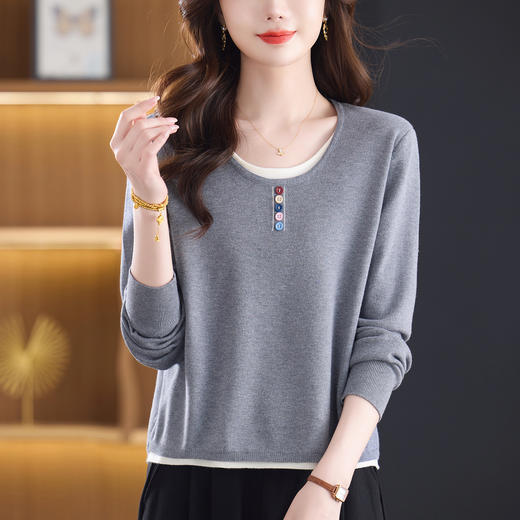 CC 27-25131低领打底衫洋气时髦假两件上衣 商品图1