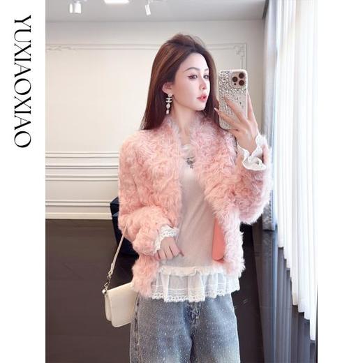 余潇潇【绮丽女神】高级感小湖羊皮毛一体柔软舒适V领皮草外套秋冬 商品图0