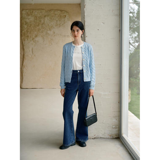 HeyDress高腰修身微喇牛仔裤 商品图3