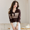V领条纹针织衫，慵懒风宽松复古毛衣HR-J6896 商品缩略图0