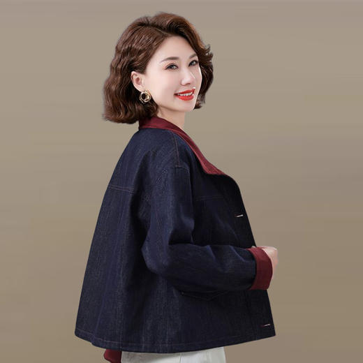 NP新款时尚妈妈春秋牛仔外套短款洋气中老年休闲百搭夹克上衣潮减龄 商品图2
