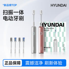【深入齿缝清洁 打造亮白牙齿 】HYUNDA扫震电动牙刷LS-1 45°摆帽扫振更全面 震动频率42000次/分钟 护龈刷毛 3种净齿模式 磁吸充电 1200mAh电池 IPX8防水等级