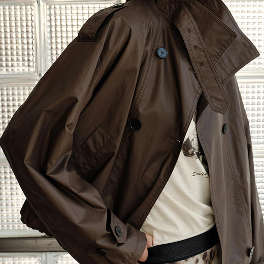 NEELLY纳俪商场同款秋季新款宽松廓形短款风衣女气质高级感外套N25082F01094 商品图2