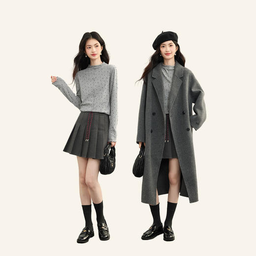 【年货节】熙世界植绒波点半高领T恤女2025秋冬新款修身内搭打底衫长袖上衣 商品图2